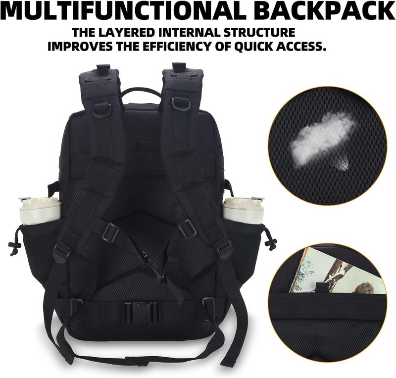 Lovelinks21 25L Tactical Military Backpack Small Travel Rucksack for Men and Women Assault Pack Bug Out Bag Molle Daypack Gym Backpack with Bottle Holder (Black Neon Green) - Image 4